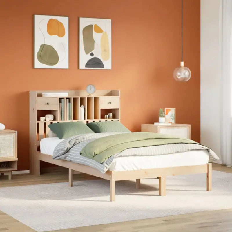 Boekenkastbed van massief grenenhout met optimale totale afmetingen - Naturel / 135 x 190 cm - Bedden & bedframes