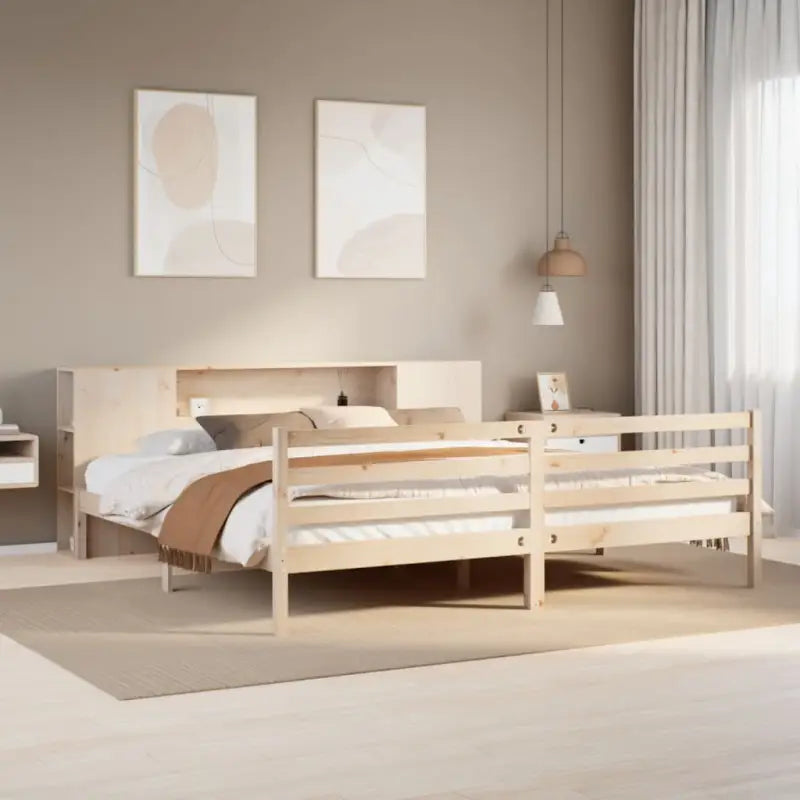 Boekenkastbed van massief grenenhout met optimale totale afmetingen - Naturel / 200 x 200 cm - Bedden & bedframes