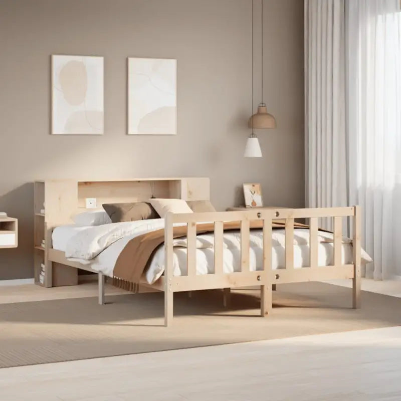 Boekenkastbed van massief grenenhout met optimale totale afmetingen - Naturel / 160 x 200 cm - Bedden & bedframes