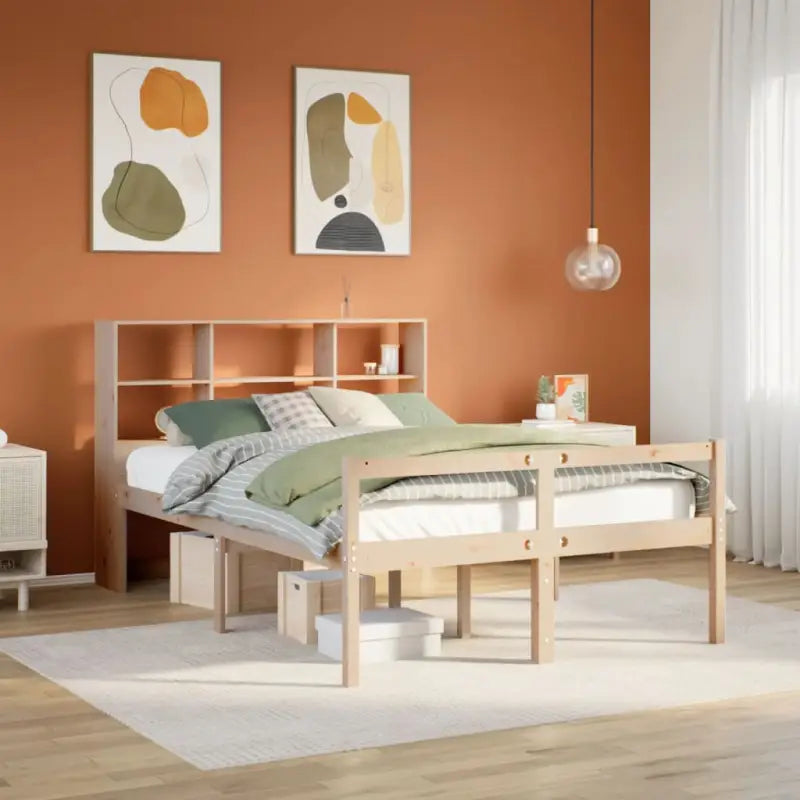 Boekenkastbed van massief grenenhout met optimale totale afmetingen - Naturel / 120 x 190 cm - Bedden & bedframes