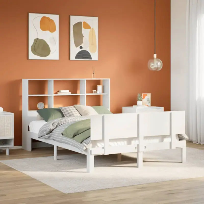 Boekenkastbed van massief grenenhout met optimale totale afmetingen - Wit / 120 x 200 cm - Bedden & bedframes