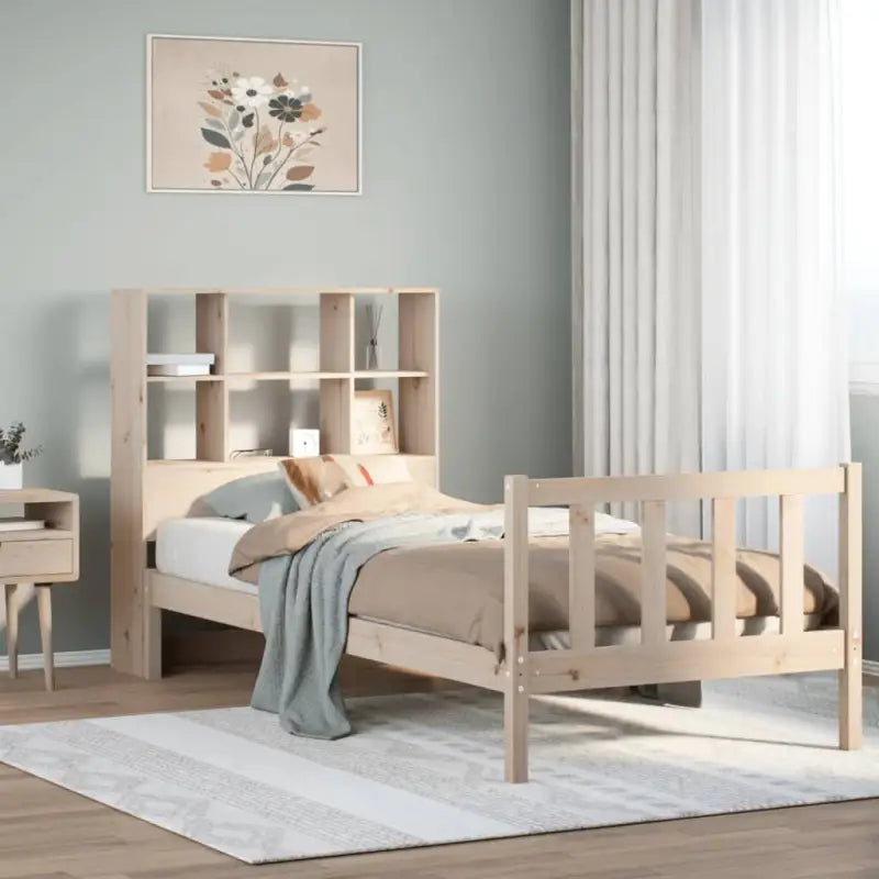 Boekenkastbed van massief grenenhout met optimale totale afmetingen - Naturel / 100 x 200 cm - Bedden & bedframes