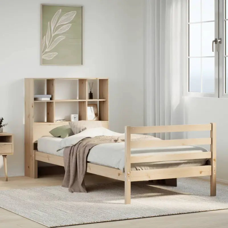 Boekenkastbed van massief grenenhout met optimale totale afmetingen - Naturel / 90 x 200 cm - Bedden & bedframes