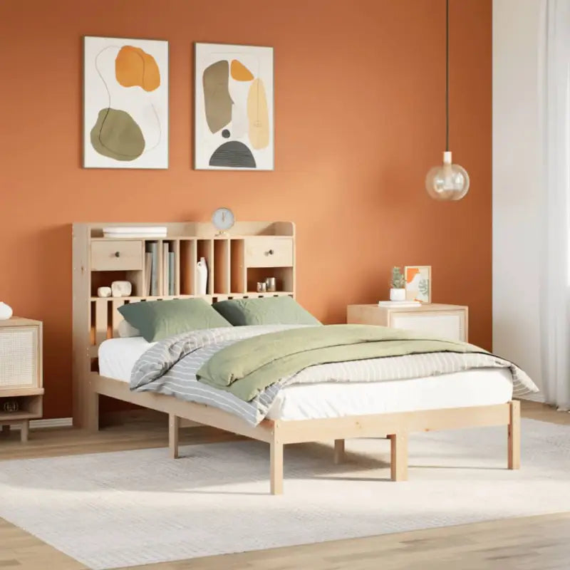 Boekenkastbed van massief grenenhout met optimale totale afmetingen - Naturel / 120 x 200 cm - Bedden & bedframes