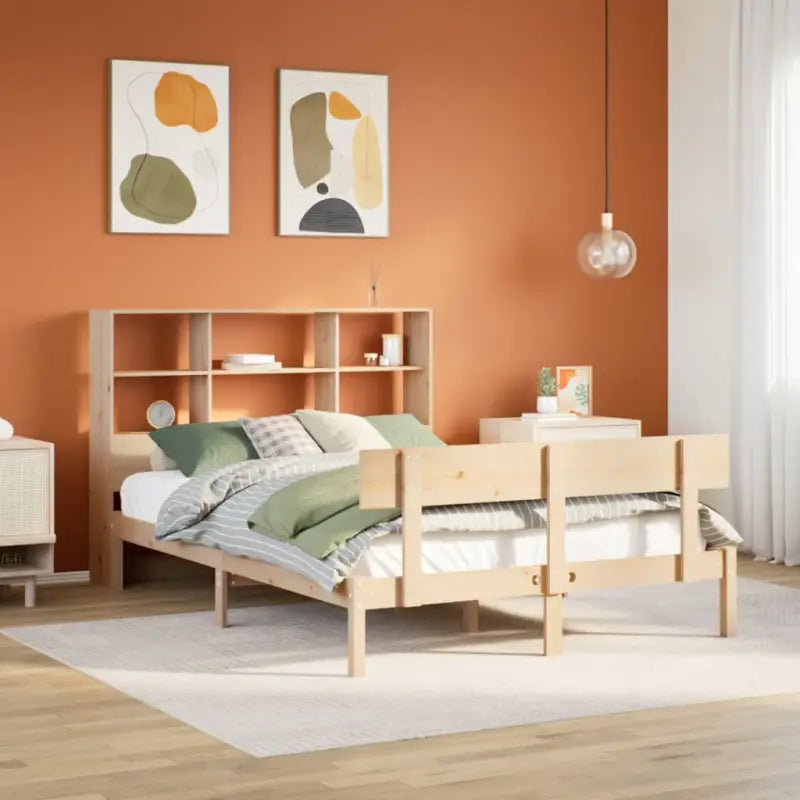 Boekenkastbed van massief grenenhout met optimale totale afmetingen - Naturel / 120 x 190 cm - Bedden & bedframes