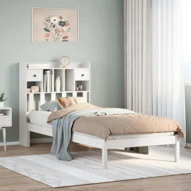 Boekenkastbed van massief grenenhout met optimale totale afmetingen - Wit / 75 x 190 cm - Bedden & bedframes