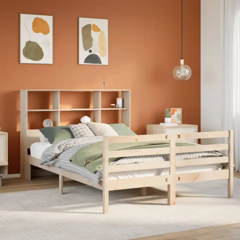 Boekenkastbed van massief grenenhout met optimale totale afmetingen - Naturel / 120 x 190 cm - Bedden & bedframes