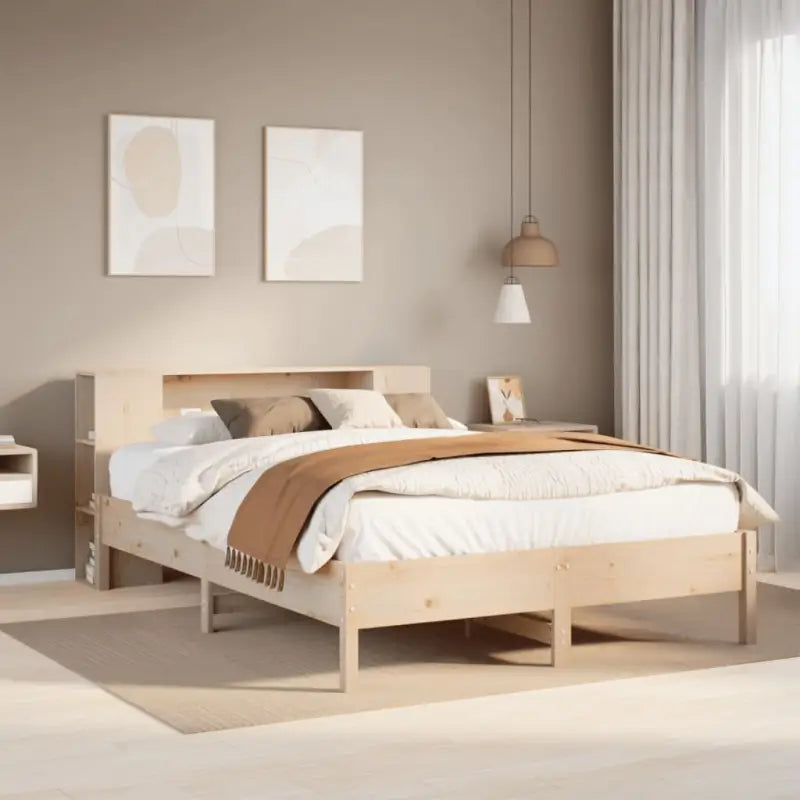 Boekenkastbed van massief grenenhout met optimale totale afmetingen - Naturel / 160 x 200cm - Bedden & bedframes