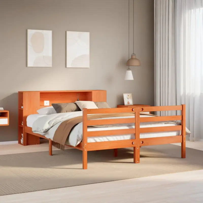 Boekenkastbed van massief grenenhout met optimale totale afmetingen - Wasbruin / 120 x 190 cm - Bedden & bedframes