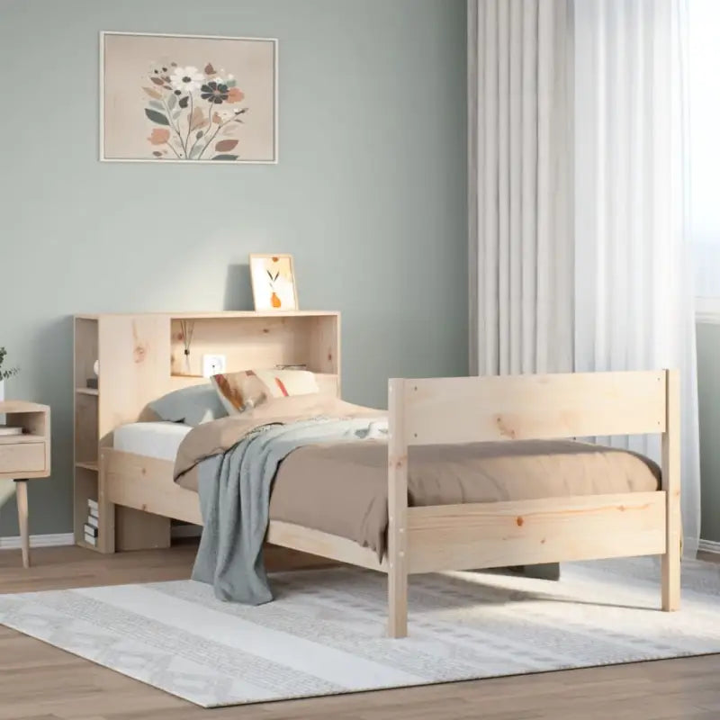 Boekenkastbed van massief grenenhout met optimale totale afmetingen - Naturel / 100 x 200 cm - Bedden & bedframes