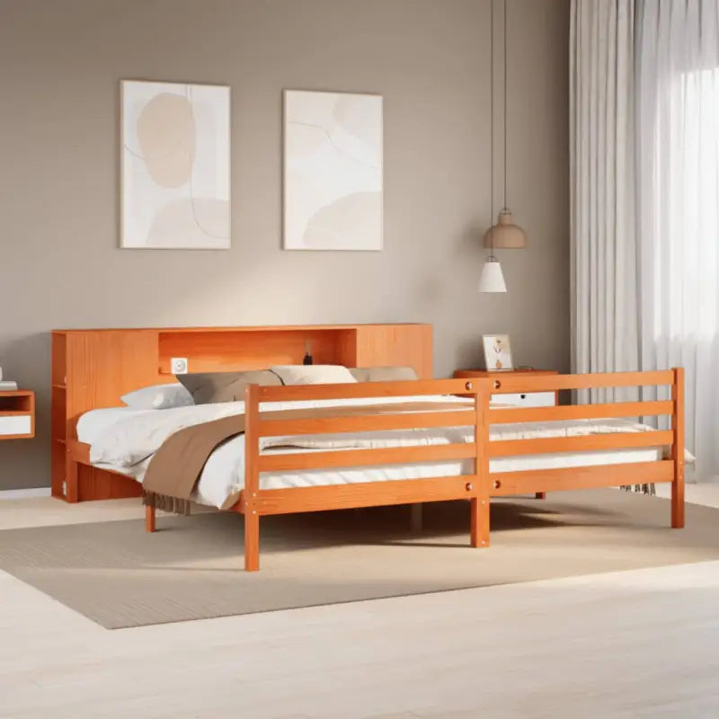 Boekenkastbed van massief grenenhout met optimale totale afmetingen - Wasbruin / 180 x 200 cm - Bedden & bedframes