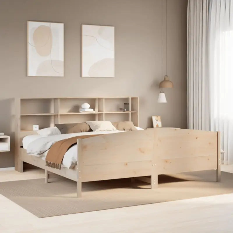 Boekenkastbed van massief grenenhout met optimale totale afmetingen - Naturel / 200 x 200 cm - Bedden & bedframes