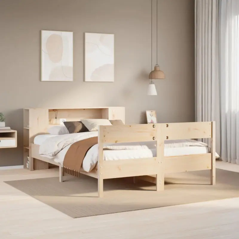 Boekenkastbed van massief grenenhout met optimale totale afmetingen - Naturel / 140 x 190 cm - Bedden & bedframes