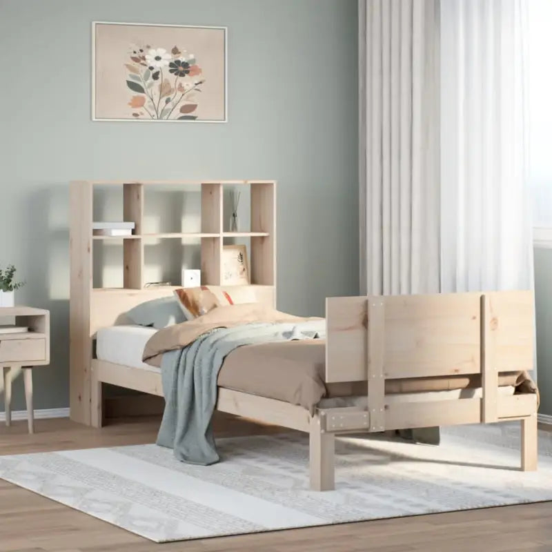 Boekenkastbed van massief grenenhout met optimale totale afmetingen - Naturel / 90 x 190 cm - Bedden & bedframes