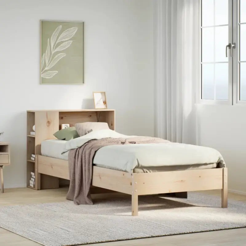Boekenkastbed van massief grenenhout met optimale totale afmetingen - Naturel / 90 x 200 cm - Bedden & bedframes