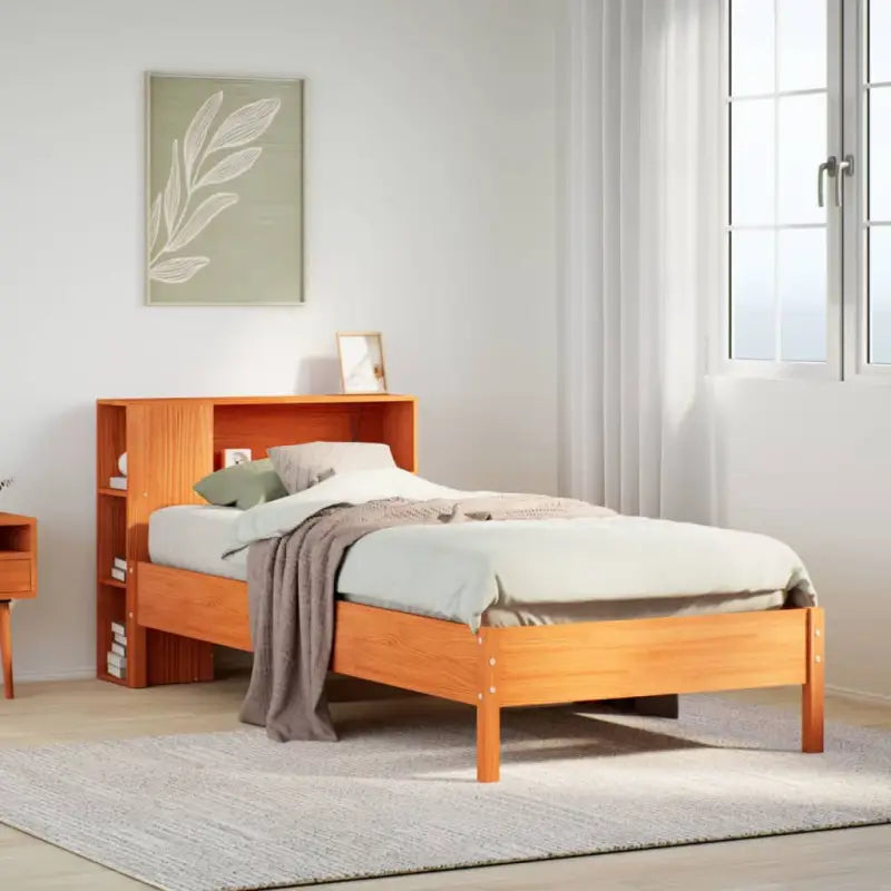Boekenkastbed van massief grenenhout met optimale totale afmetingen - Wasbruin / 90 x 190 cm - Bedden & bedframes