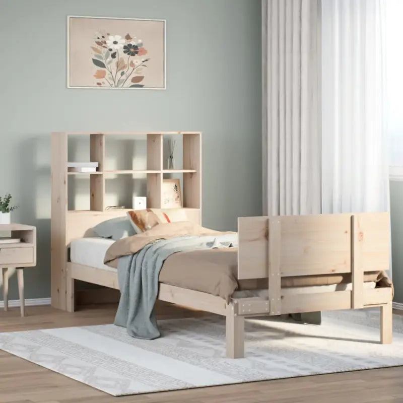 Boekenkastbed van massief grenenhout met optimale totale afmetingen - Naturel / 90 x 200 cm - Bedden & bedframes
