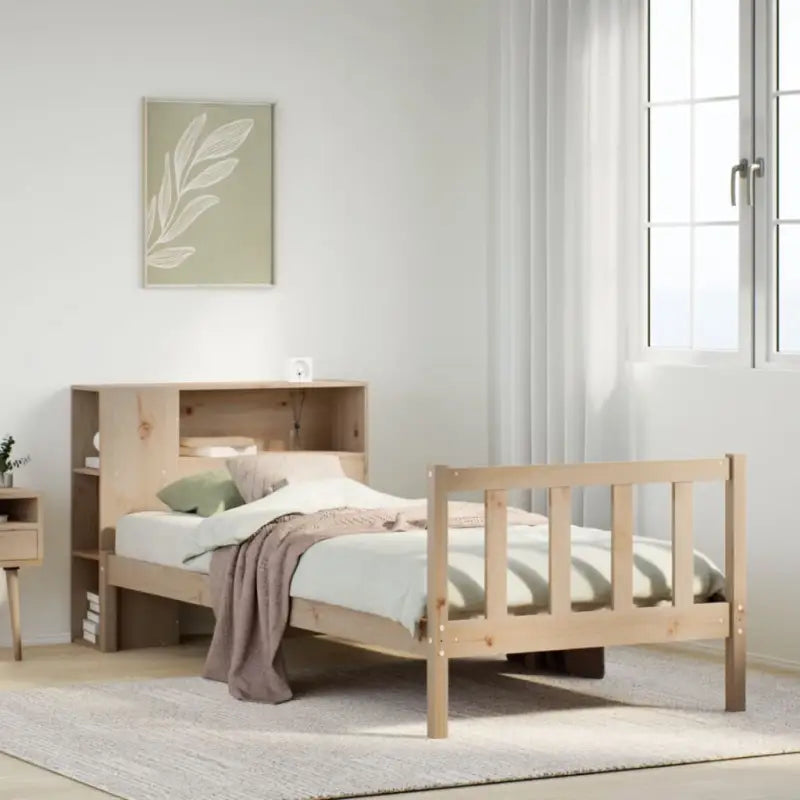 Boekenkastbed van massief grenenhout met optimale totale afmetingen - Naturel / 90 x 190 cm - Bedden & bedframes