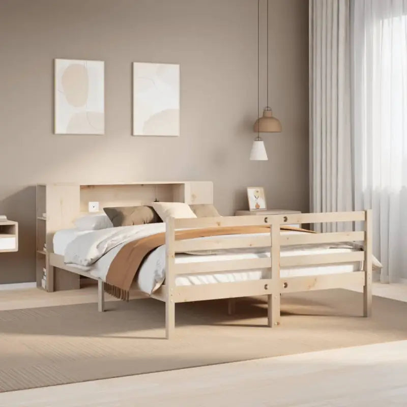 Boekenkastbed van massief grenenhout met optimale totale afmetingen - Naturel / 140 x 190 cm - Bedden & bedframes