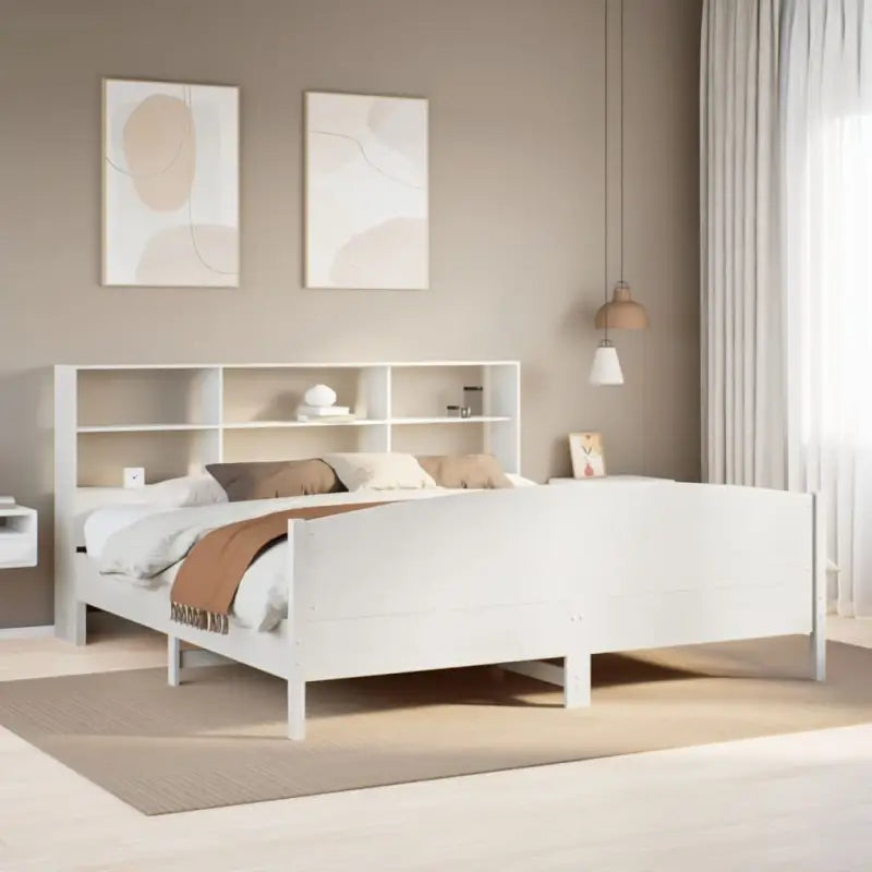 Boekenkastbed van massief grenenhout met optimale totale afmetingen - Wit / 180 x 200 cm - Bedden & bedframes