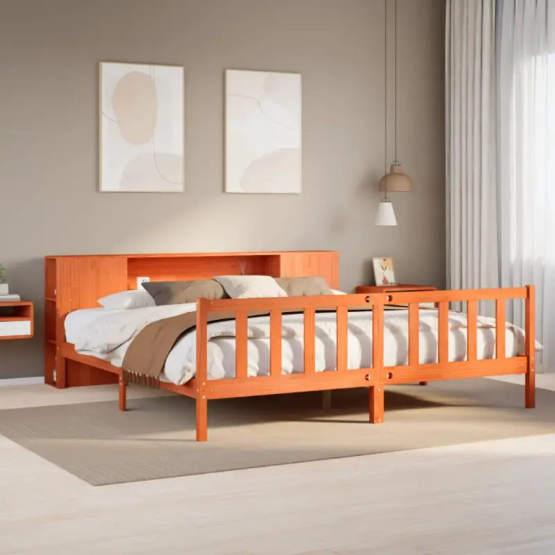 Boekenkastbed van massief grenenhout met optimale totale afmetingen - Bedden & bedframes