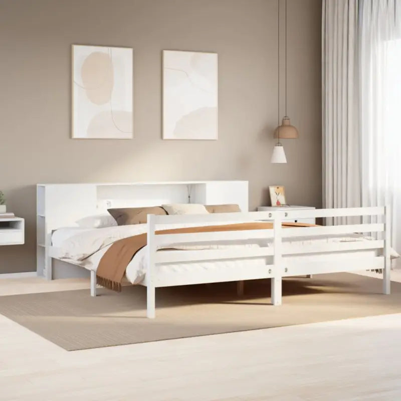 Boekenkastbed van massief grenenhout met perfecte totale afmetingen - Wit / 180 x 200 cm - Bedden & bedframes