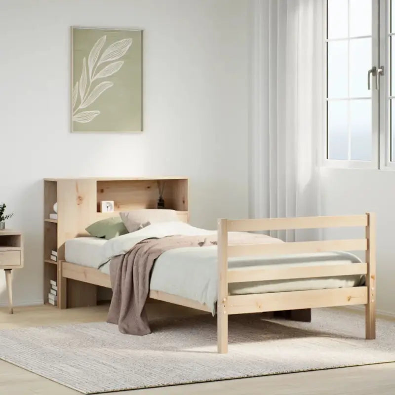 Boekenkastbed van massief grenenhout met ruime totale afmetingen - Naturel / 75 x 190 cm - Bedden & bedframes