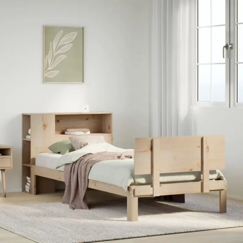 Boekenkastbed van massief grenenhout met ruime totale afmetingen - Naturel / 90 x 190 cm - Bedden & bedframes