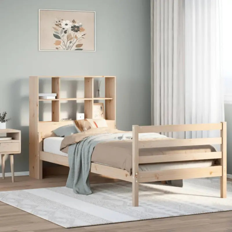 Boekenkastbed van massief grenenhout met ruime totale afmetingen - Naturel / 90 x 200 cm - Bedden & bedframes