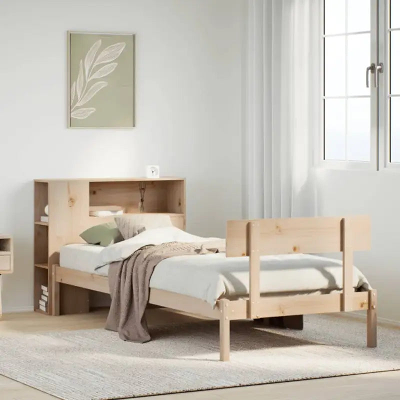 Boekenkastbed van massief grenenhout met ruime totale afmetingen - Naturel / 90 x 200 cm - Bedden & bedframes