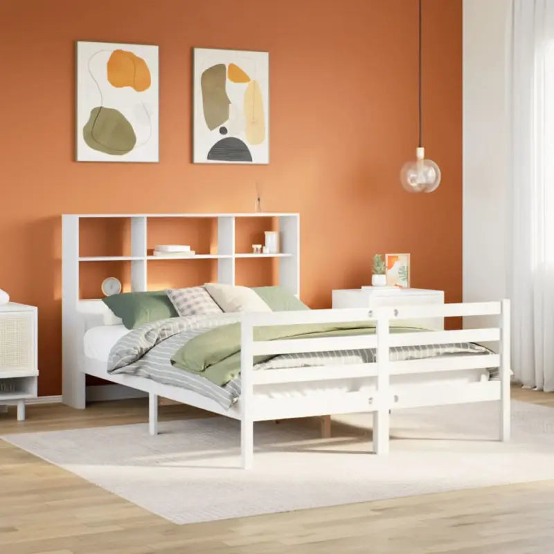 Boekenkastbed van massief grenenhout met ruime totale afmetingen - Wit / 140 x 200 cm - Bedden & bedframes