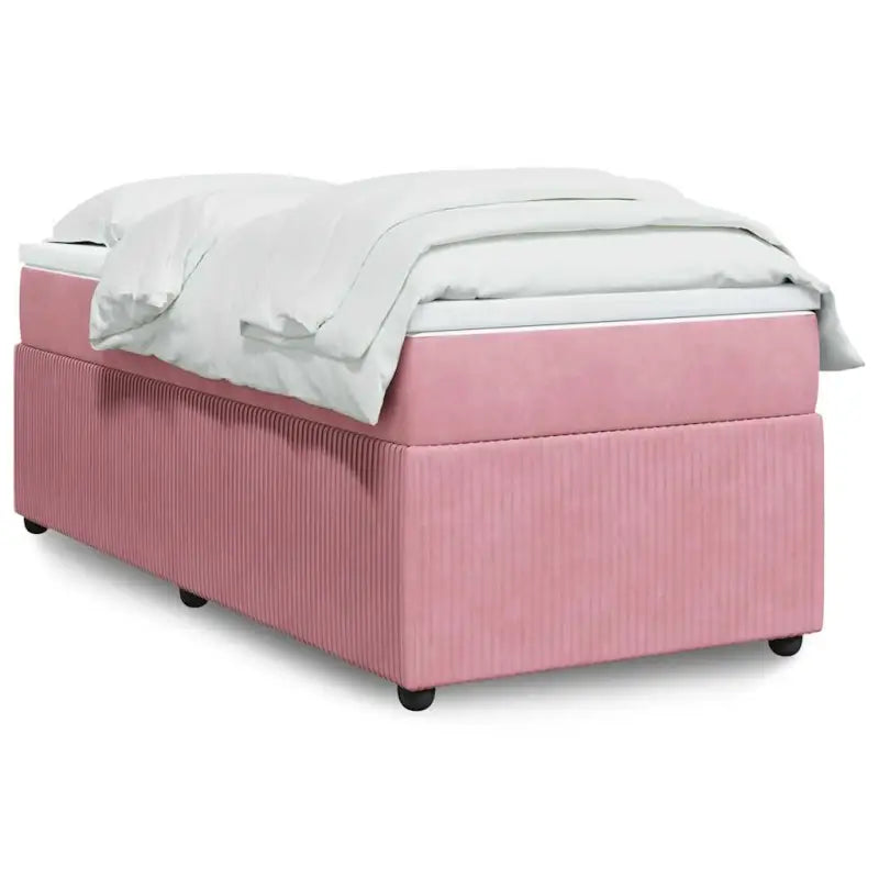 Boxspringbed in donkergrijs materiaal met zachte vulling voor rustgevende nachtrust - Roze / 90 x 190 cm - Bedden &