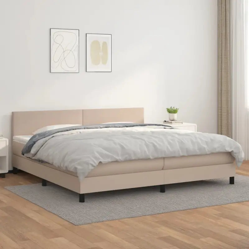 Boxspringbed met grijs materiaal en schuim afmetingen voor optimale rust - Cappuccino / 200 x 200 cm / Effen ontwerp