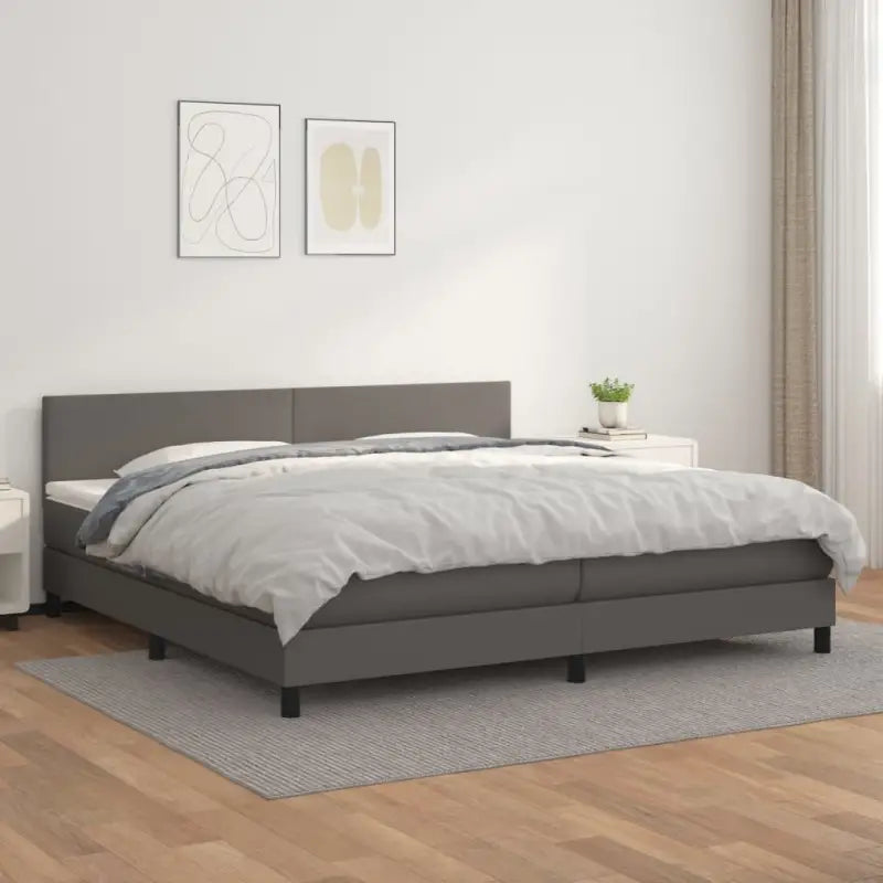 Boxspringbed met grijs materiaal en schuim afmetingen voor optimale rust - Grijs / 200 x 200 cm / Effen ontwerp