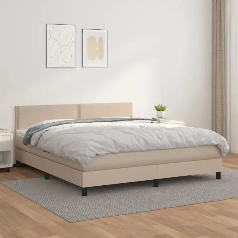Boxspringbed met grijs materiaal en schuim afmetingen voor optimale rust - Cappuccino / 180 x 200 cm / Effen