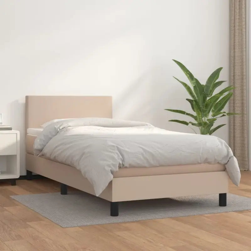 Boxspringbed met grijs materiaal en schuim afmetingen voor optimale rust - Cappuccino / 80 x 200 cm / Effen ontwerp