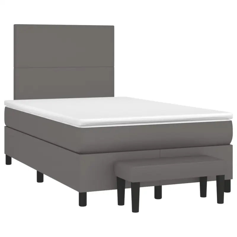 Boxspringbed met hoogwaardig kunstleer in grijs materiaal voor rustgevende nachten - Grijs / 120 x 190 cm / Effen