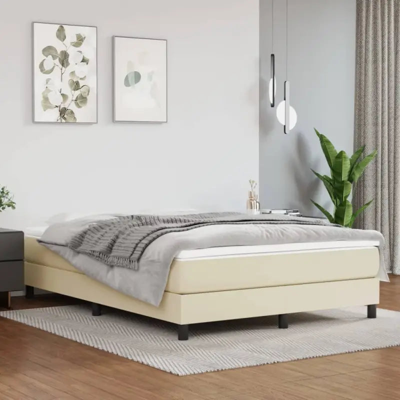 Boxspringbed met multiplex lattenbodem en crème kunstleer voor rust - Crème / 140 x 200 cm / 25 cm - Bedden & bedframes