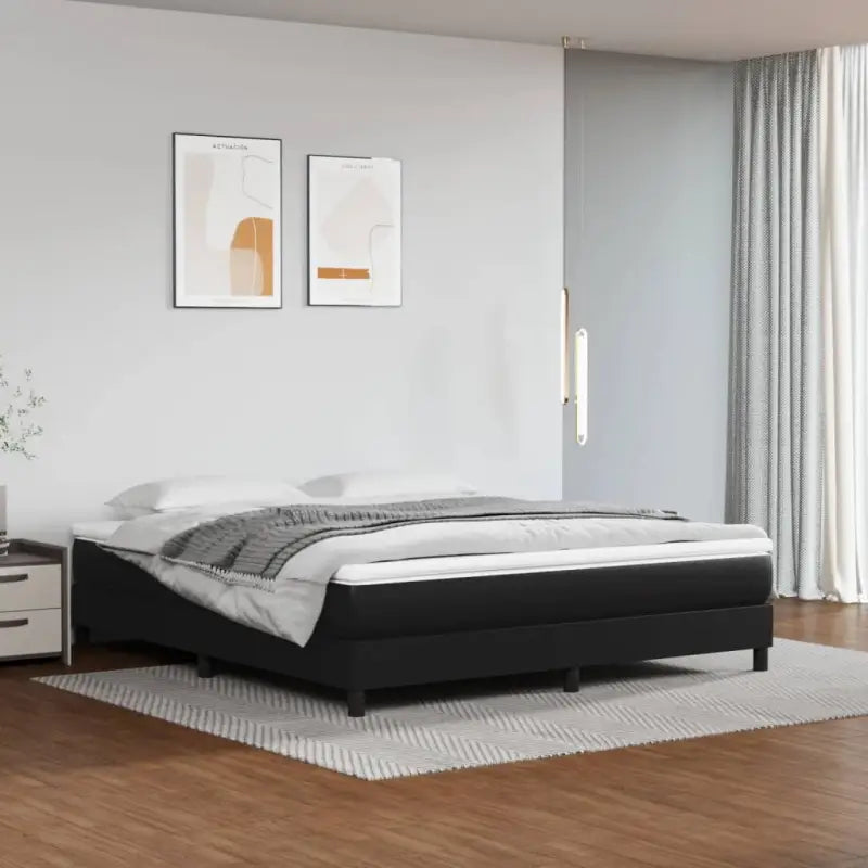 Boxspringbed met multiplex lattenbodem en crème kunstleer voor rust - Zwart / 160 x 200 cm / 25 cm - Bedden & bedframes