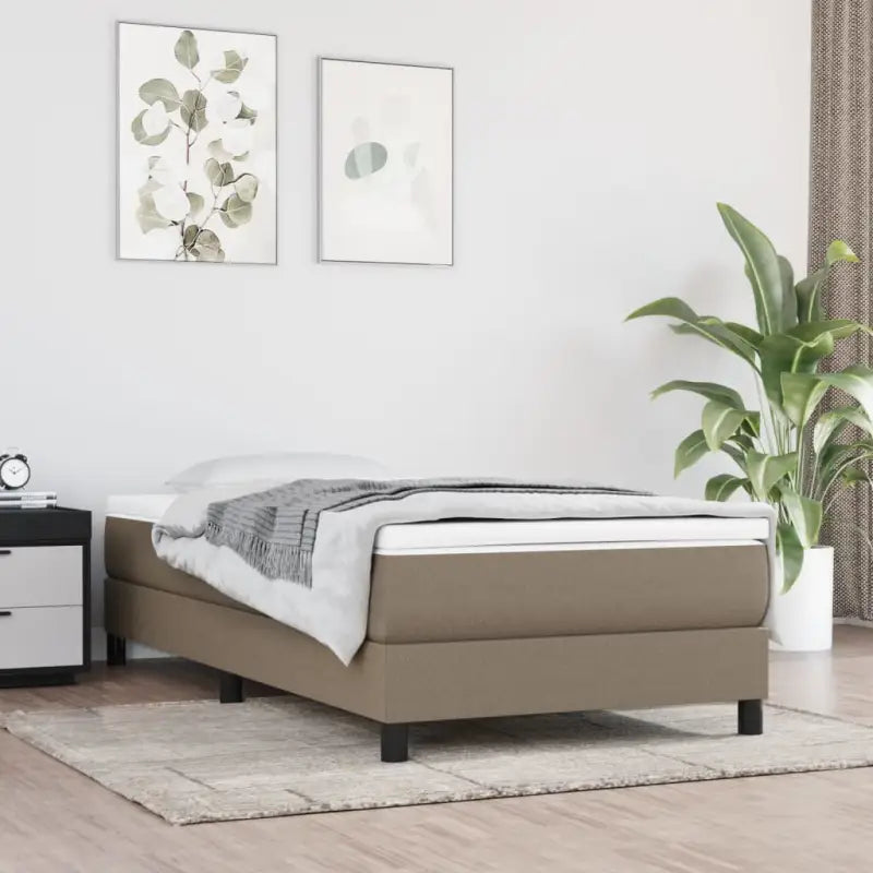 Boxspringbed met multiplex lattenbodem en zwart materiaal voor comfortabele slaap - Taupe / 90 x 190 cm / 25 cm