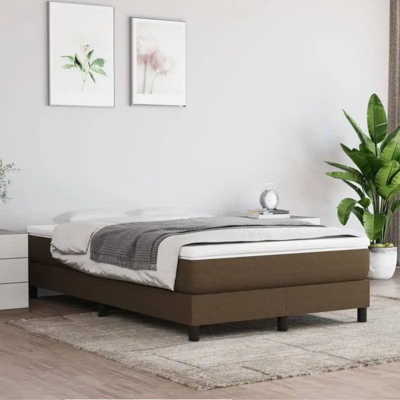 Boxspringbed met multiplex lattenbodem en zwart materiaal voor comfortabele slaap - Donkerbruin / 120 x 200 cm / 25 cm