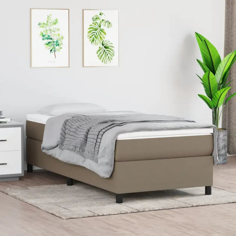 Boxspringbed met multiplex lattenbodem en zwart materiaal voor comfortabele slaap - Taupe / 80 x 200 cm / 35 cm