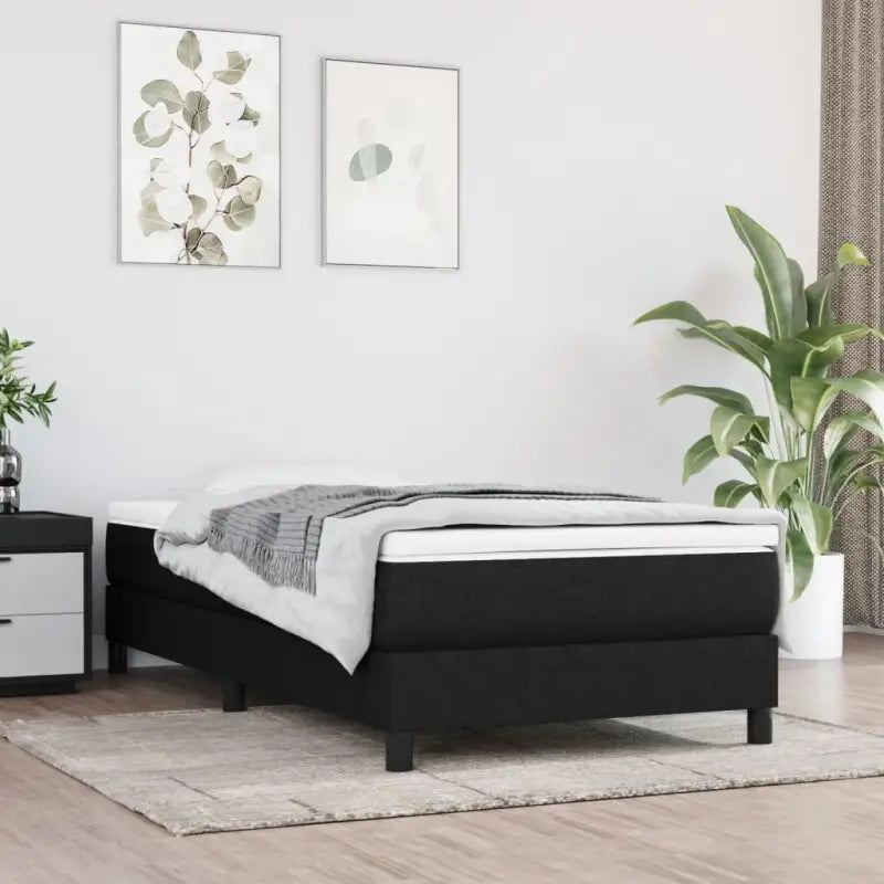 Boxspringbed met multiplex lattenbodem en zwart materiaal voor comfortabele slaap - Zwart / 90 x 190 cm / 25 cm
