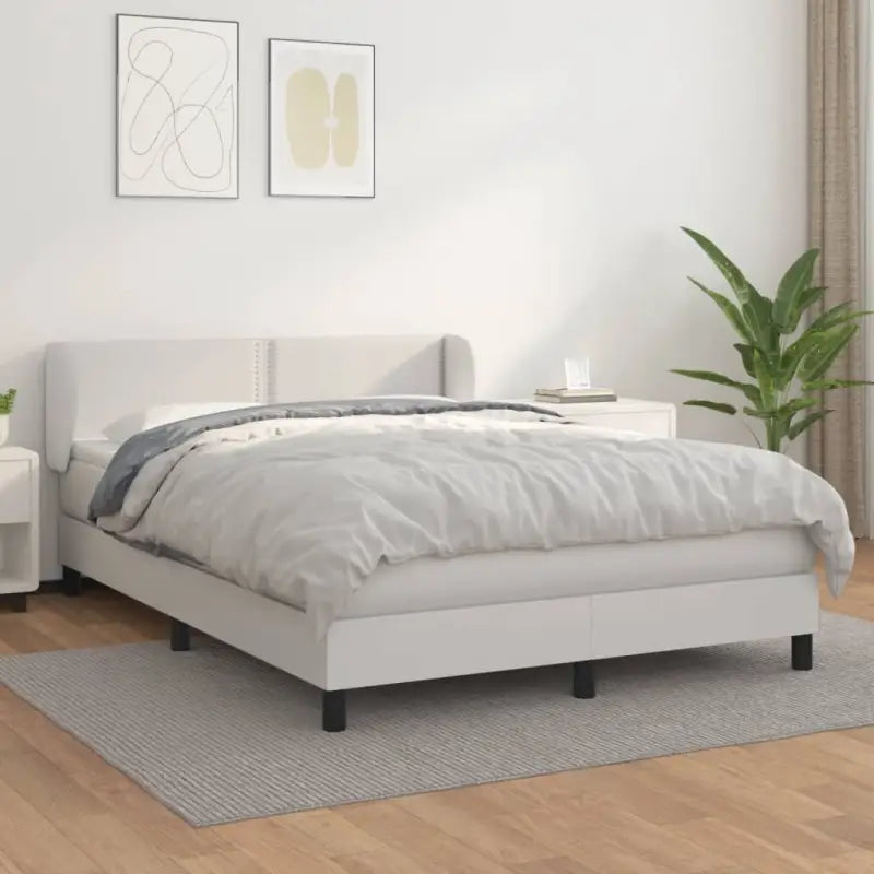 Boxspringbed met zwart materiaal en schuim afmetingen voor ultiem slaapcomfort - Wit / 140 x 190 cm / Effen