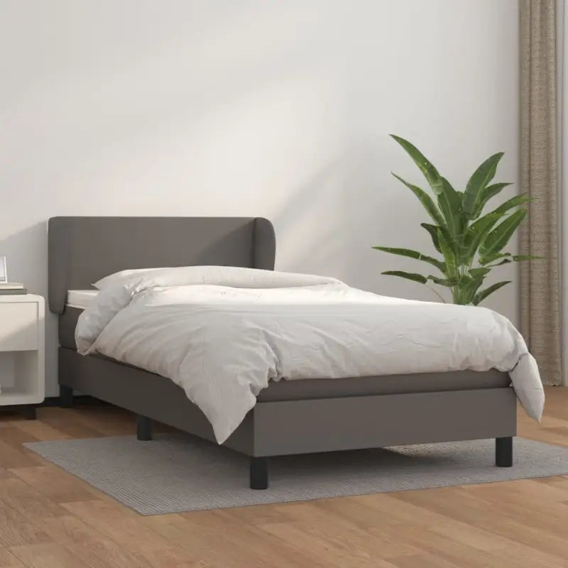 Boxspringbed met zwart materiaal en schuim afmetingen voor ultiem slaapcomfort - Grijs / 100 x 200 cm / Effen ontwerp