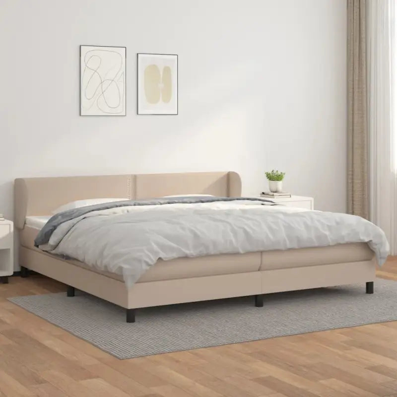 Boxspringbed met zwart materiaal en schuim afmetingen voor ultiem slaapcomfort - Cappuccino / 200 x 200 cm / Effen