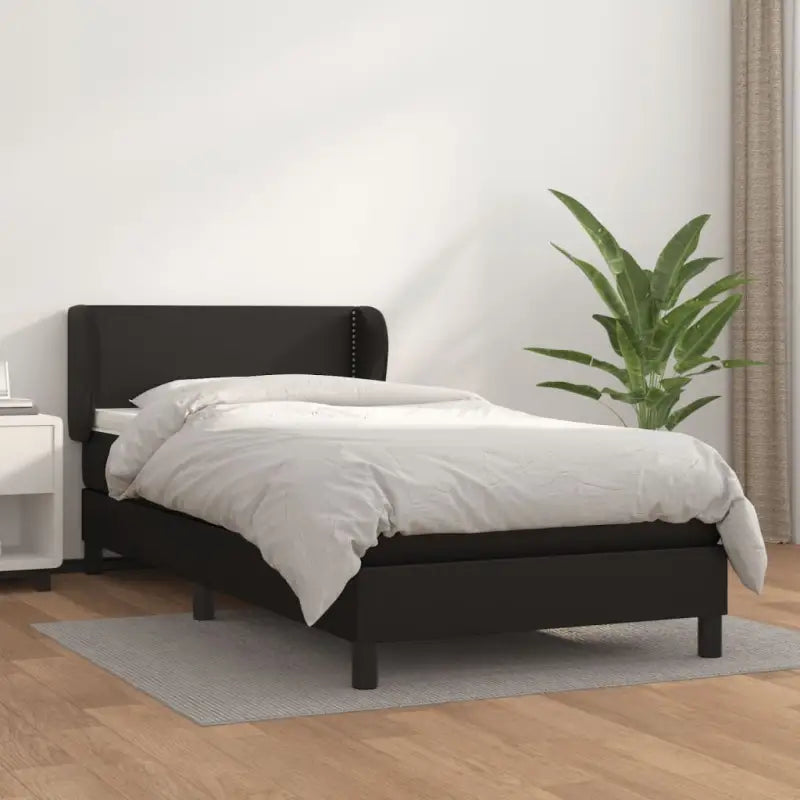 Boxspringbed met zwart materiaal en schuim afmetingen voor ultiem slaapcomfort - Zwart / 90 x 200 cm / Effen