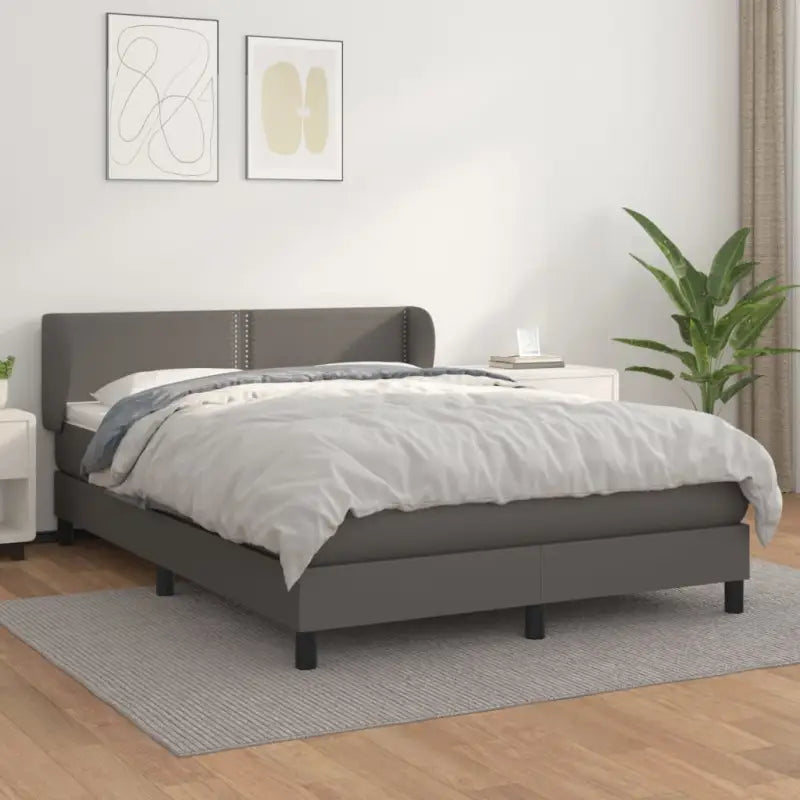 Boxspringbed met zwart materiaal en schuim afmetingen voor ultiem slaapcomfort - Grijs / 140 x 190 cm / Effen