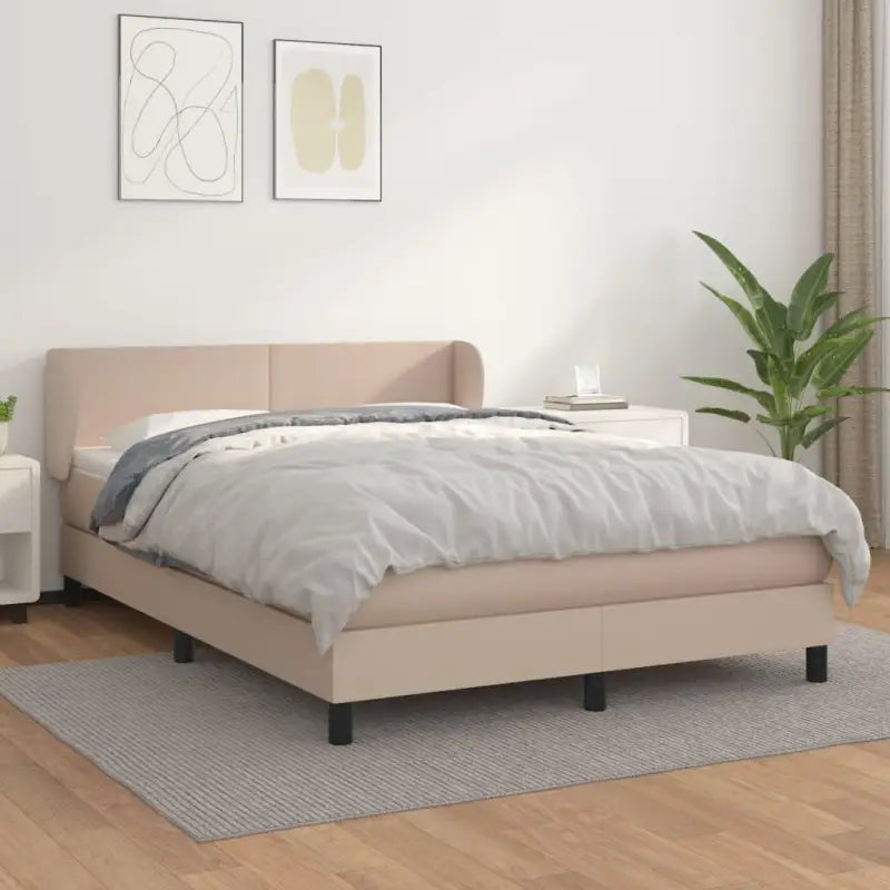 Boxspringbed met zwart materiaal en schuim afmetingen voor ultiem slaapcomfort - Cappuccino / 140 x 200 cm / Effen
