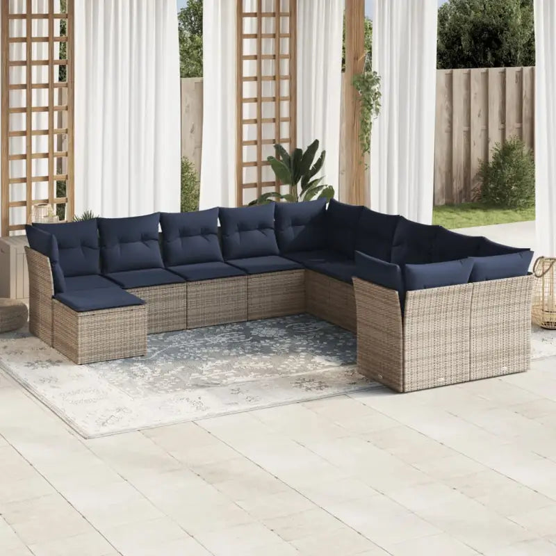 Bruine loungeset met waterdichte tas en gepoedercoat staal afmetingen - Grijs en blauw / Zonder tafel - Tuinsets